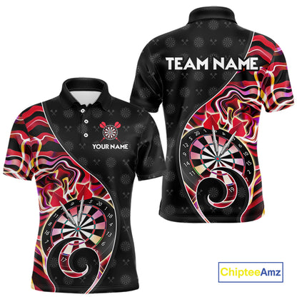 Custom Red Neon Wave Darts Shirt for Men Darts Team Jerseys Dartboard Shirt NNT295