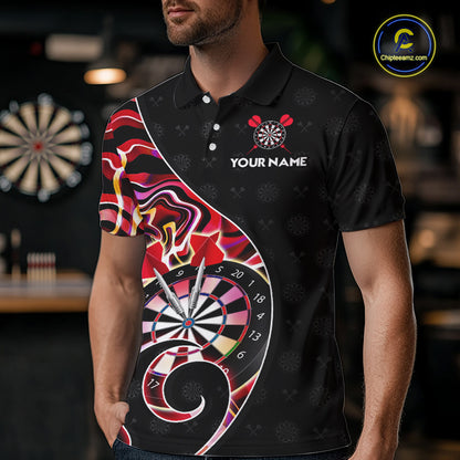 Custom Red Neon Wave Darts Shirt for Men Darts Team Jerseys Dartboard Shirt NNT295