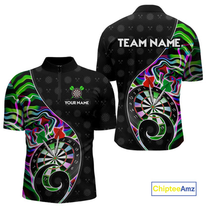 Custom Green Neon Wave Darts Shirt for Men Darts Team Jerseys Dartboard Shirt NNT295