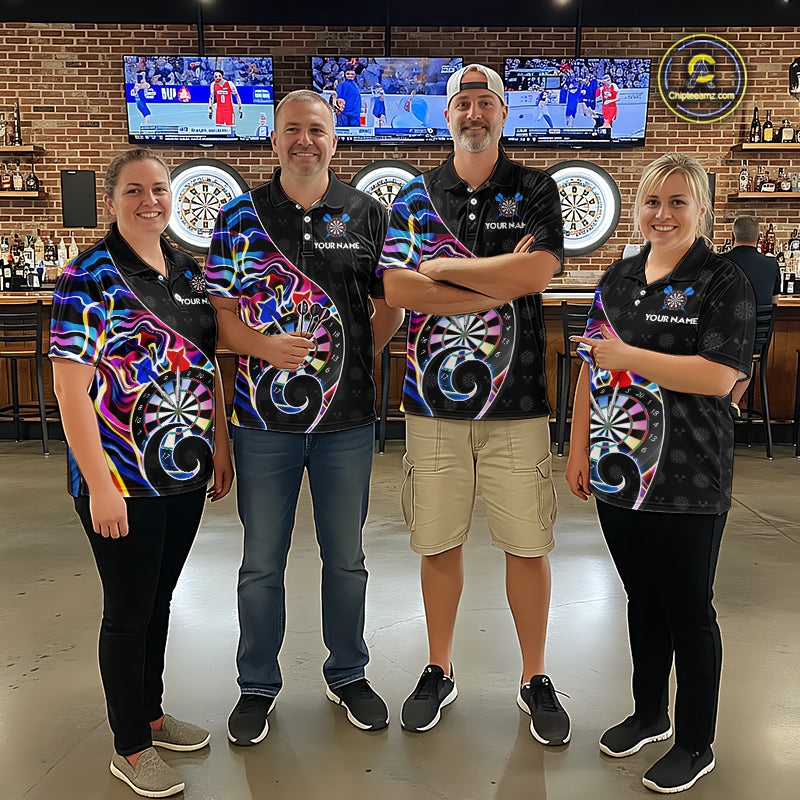 Custom Blue Neon Wave Darts Shirt for Women Darts Team Jerseys Dartboard Shirt NNT295