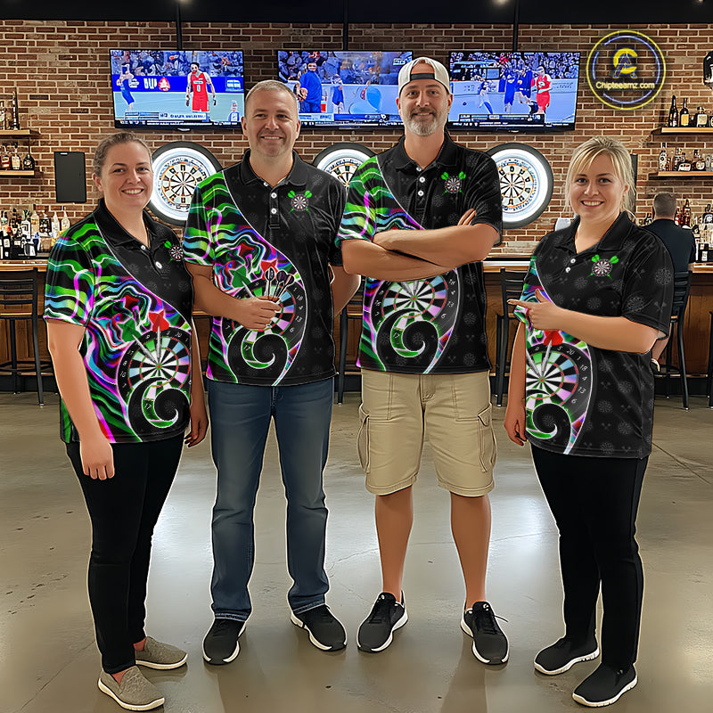 Custom Green Neon Wave Darts Shirt for Men Darts Team Jerseys Dartboard Shirt NNT295