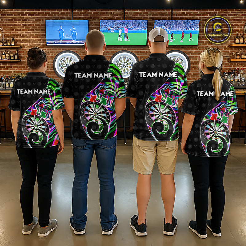 Custom Green Neon Wave Darts Shirt for Men Darts Team Jerseys Dartboard Shirt NNT295