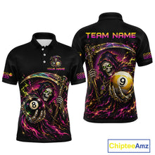 Load image into Gallery viewer, Custom Grim Reaper 8 Ball &amp; 9 Ball Billiard Shirt for Men Billiard Team Jersey Billiard League NNT189
