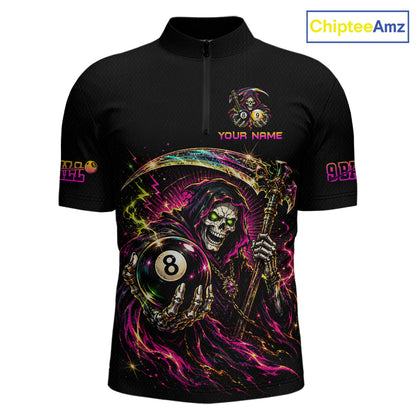Custom Grim Reaper 8 Ball & 9 Ball Billiard Shirt for Men Billiard Team Jersey Billiard League NNT189