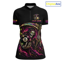 Load image into Gallery viewer, Custom Grim Reaper 8 Ball &amp; 9 Ball Billiard Shirt for Women Billiard Team Jersey Billiard League NNT189