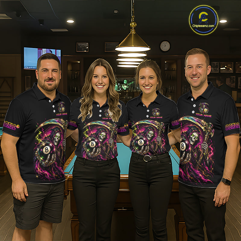 Custom Grim Reaper 8 Ball & 9 Ball Billiard Shirt for Men Billiard Team Jersey Billiard League NNT189