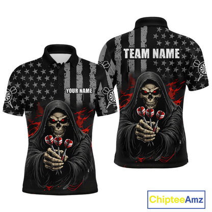 Custom American Flag Grim Reaper Dart Shirt Dart Team Jersey for Men Dartboard Shirts NNT177