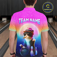 Load image into Gallery viewer, Custom Funny Cat Bowling Shirt for Men Retro Wave Bowling Team Jersey Polo &amp; 1/4 Zip HNT200