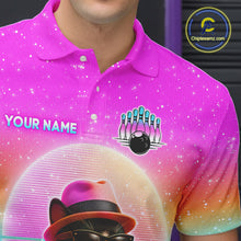 Load image into Gallery viewer, Custom Funny Cat Bowling Shirt for Men Retro Wave Bowling Team Jersey Polo &amp; 1/4 Zip HNT200