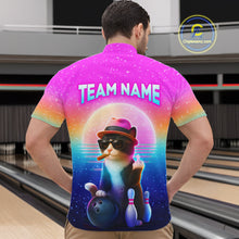 Load image into Gallery viewer, Custom Funny Cat Bowling Shirt for Men Retro Wave Bowling Team Jersey Polo &amp; 1/4 Zip HNT200