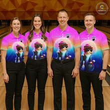 Load image into Gallery viewer, Custom Funny Cat Bowling Shirt for Men Retro Wave Bowling Team Jersey Polo &amp; 1/4 Zip HNT200