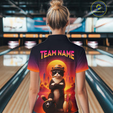 Load image into Gallery viewer, Custom Funny Cat Retro Bowling Jersey for Women Bowling Polo &amp; 1/4 Zip Bowling Team Shirts HNT199