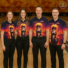 Load image into Gallery viewer, Custom Funny Cat Retro Bowling Jersey for Women Bowling Polo &amp; 1/4 Zip Bowling Team Shirts HNT199