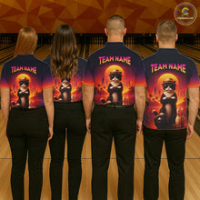 Load image into Gallery viewer, Custom Funny Cat Retro Bowling Jersey for Women Bowling Polo &amp; 1/4 Zip Bowling Team Shirts HNT199