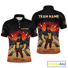 Load image into Gallery viewer, Custom funny rooster bowling jersey for men, personalized team bowling polo shirt front view and back view