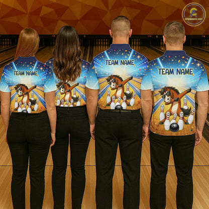Funny Horse Bowling Jersey for Men Custom Bowling Team Shirts Bowling League Polo & 1/4 Zip HNT182