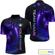 Load image into Gallery viewer, Custom Galaxy Wolf Bowling Jersey for Men Bowling Uniform Polo &amp;1/4 Zip Bowling Team Shirts HNT251