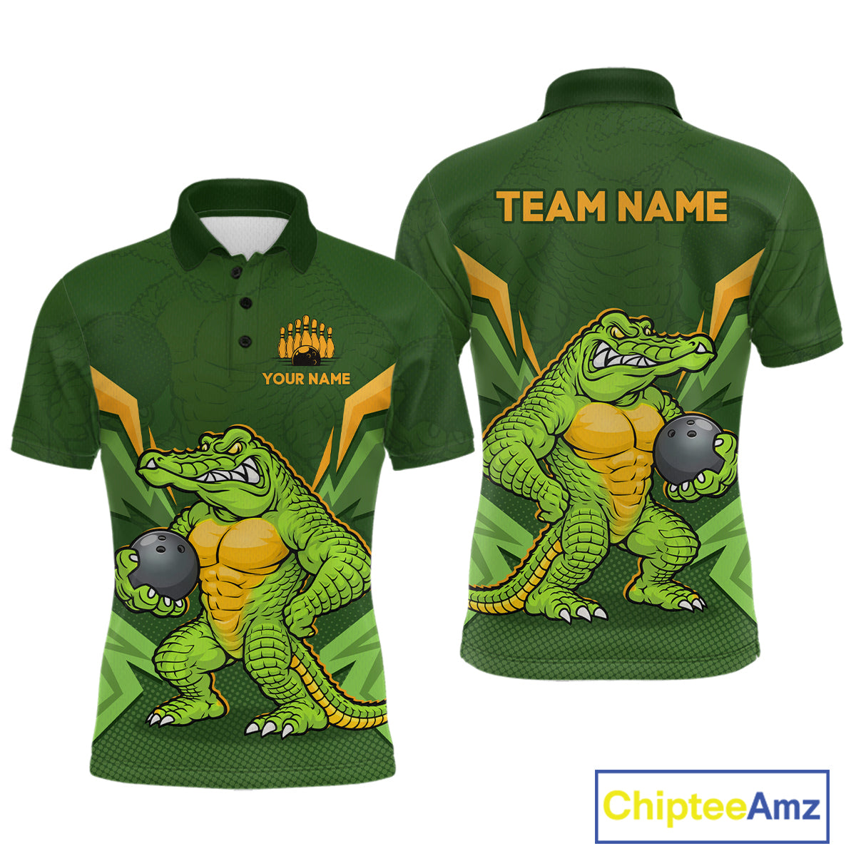 Personalized Funny Crocodile Bowling Shirt Alligator Bowling Jersey for Men Polo & 1/4 Zip HNT209