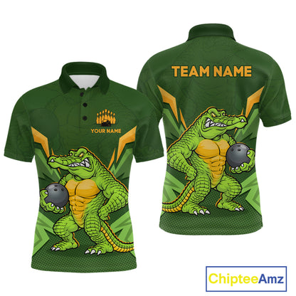 Personalized Funny Crocodile Bowling Shirt Alligator Bowling Jersey for Men Polo & 1/4 Zip HNT209