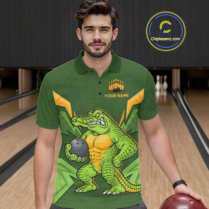 Personalized Funny Crocodile Bowling Shirt Alligator Bowling Jersey for Men Polo & 1/4 Zip HNT209