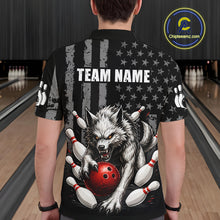 Load image into Gallery viewer, US Flag Wolf Bowling Shirts for Men Custom Wolf Bowling Team Jersey Bowling League HNT285