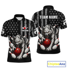 Load image into Gallery viewer, US Flag Wolf Bowling Shirts for Men Custom Wolf Bowling Team Jersey Bowling League HNT285
