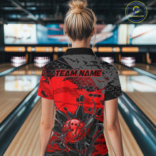 Load image into Gallery viewer, Person wearing a custom bowling shirt with 'TEAM NAME' text in a bowling alley.