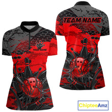 Load image into Gallery viewer, Red, black, and gray sports jersey with bowling design and 'Team Name' text on a white background.