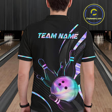 Load image into Gallery viewer, Custom Black and Holographic Bowling Jersey for Men Bowling Team Shirts Bowling League HNT395