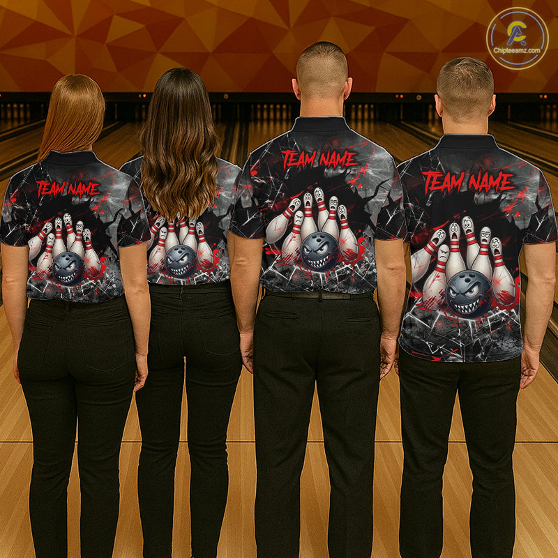 Cracked Angry Bowling Shirts for Women Custom Bowling Team Jersey Bowling League HNT286