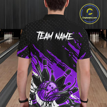 Load image into Gallery viewer, Custom Purple Bowling Jerseys For Men, Personalized Bowling Team Shirts Bowling Pin And Ball HNT283