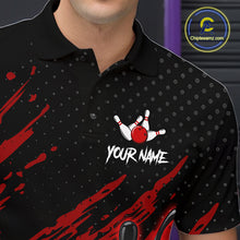 Load image into Gallery viewer, Custom Red Bowling Jerseys For Men, Personalized Bowling Team Shirts Bowling Pin And Ball HNT283