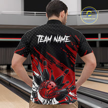 Load image into Gallery viewer, Custom Red Bowling Jerseys For Men, Personalized Bowling Team Shirts Bowling Pin And Ball HNT283
