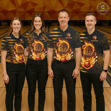 Load image into Gallery viewer, Custom Flame Tiger Bowling Team Jersey Bowling Shirt for Women Bowling League Polo &amp; 1/4 Zip HNT201