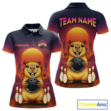Load image into Gallery viewer, Custom Retro Capybara Bowling Jersey for Women Bowling Team Shirts Bowling Polo &amp; 1/4 Zip HNT260