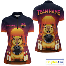 Load image into Gallery viewer, Custom Retro Capybara Bowling Jersey for Women Bowling Team Shirts Bowling Polo &amp; 1/4 Zip HNT260