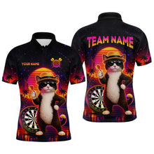 Load image into Gallery viewer, Custom Funny Cat Dart Shirts For Men Retro Dart Board Shirts Polo &amp; 1/4 Zip Dart Jersey Team NNT123