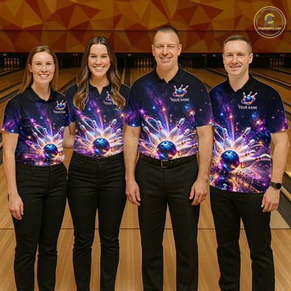 Galaxy Bowling Jersey for Women Bowling League Polo & 1/4 Zip Custom Bowling Team Shirts HNT228