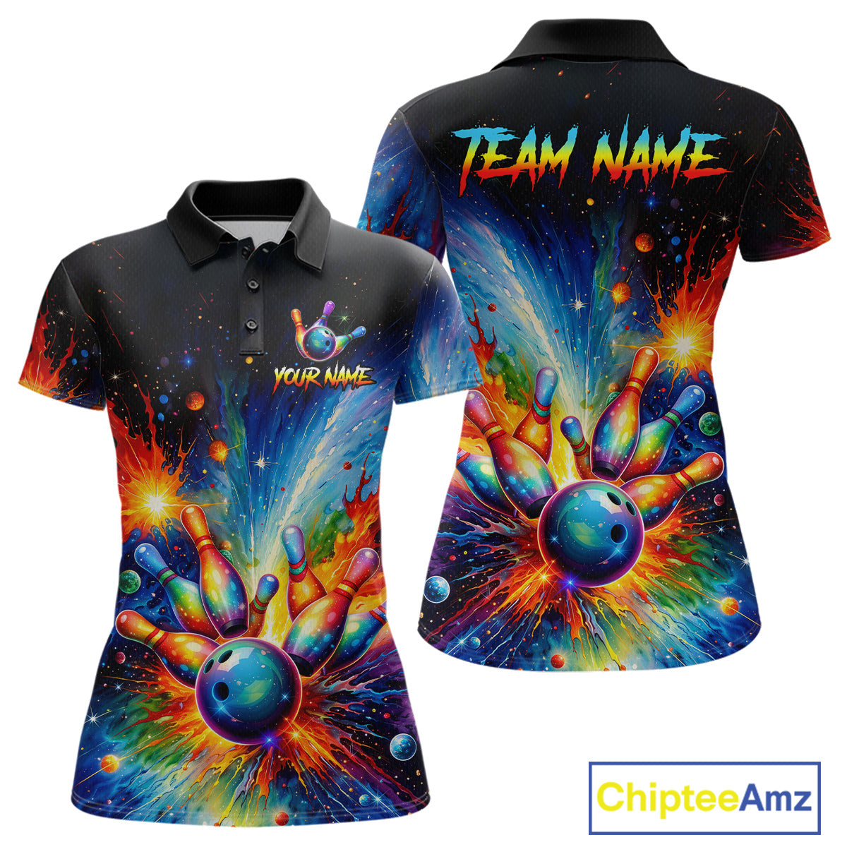 Custom Colorful Bowling Jersey for Women Bowling Uniform Polo & 1/4 Zip Bowling Team Shirts HNT226