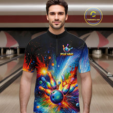Load image into Gallery viewer, Custom Colorful Bowling Jersey for Men Bowling Uniform Polo &amp; 1/4 Zip Bowling Team Shirts HNT226