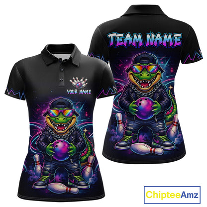 Custom Funny Neon Alligator Bowling Jersey for Women Bowling League Bowling Team Shirts HN294