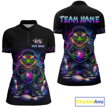 Load image into Gallery viewer, Custom Funny Neon Alligator Bowling Jersey for Women Bowling League Bowling Team Shirts HN294