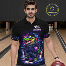 Load image into Gallery viewer, Funny Neon Alligator Custom Bowling Jersey for Men Bowling League Bowling Team Shirts HN295