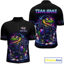 Load image into Gallery viewer, Funny Neon Alligator Custom Bowling Jersey for Men Bowling League Bowling Team Shirts HN295
