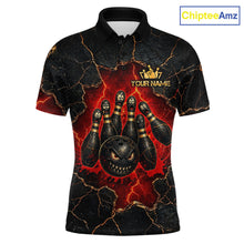 Load image into Gallery viewer, Custom Cracked Angry Bowling Shirts for Men Bowling Team Jersey Bowling League HNT298