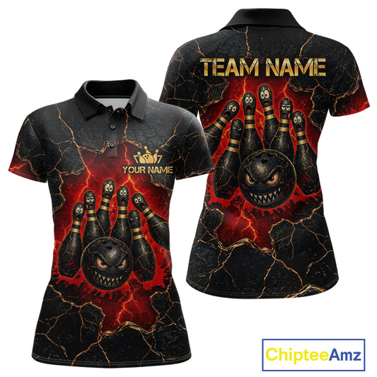 Custom Cracked Angry Bowling Shirts for Women Bowling Team Jersey Bowling League HNT298