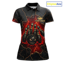 Load image into Gallery viewer, Custom Cracked Angry Bowling Shirts for Women Bowling Team Jersey Bowling League HNT298