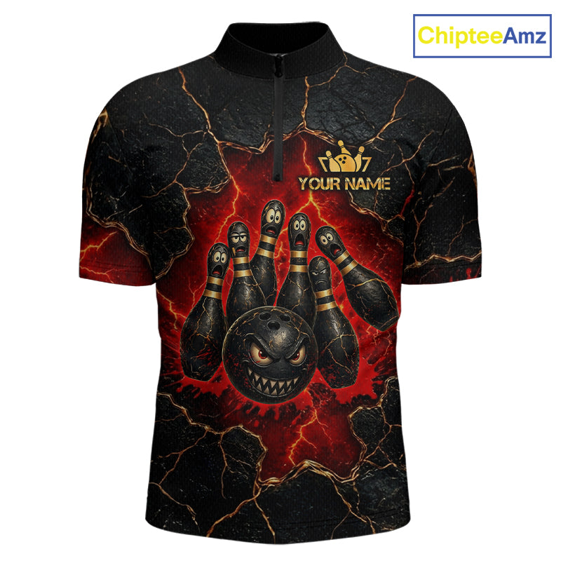 Custom Cracked Angry Bowling Shirts for Men Bowling Team Jersey Bowling League HNT298