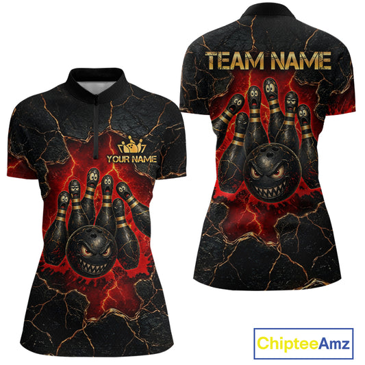 Custom Cracked Angry Bowling Shirts for Women Bowling Team Jersey Bowling League HNT298