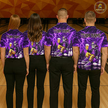 Load image into Gallery viewer, Custom Funny Beer Skull Purple Bowling Shirt for Men Bowling Team Jersey Bowling League HNT296